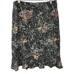 Vintage Y2K Skirt BCBG Women XL Floral Mosaic Boho Indie Ruffle Hem Cottage
